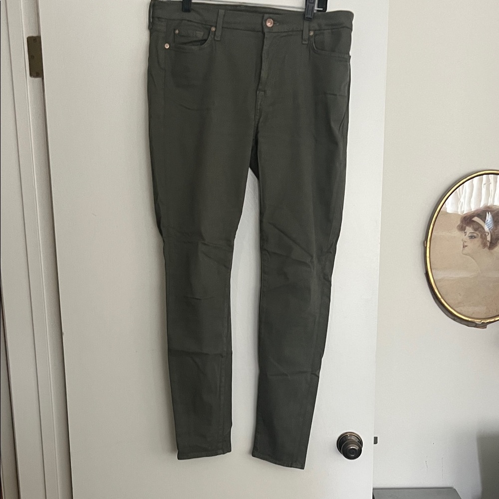 7 For All Mankind Women's Olive Skinny Jeans